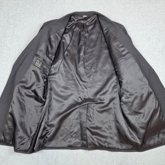 Jos. A. Bank Suit Coat Mens Size 46L Gray Pinstripe 2 button 100% Wool - Picture 5 of 15